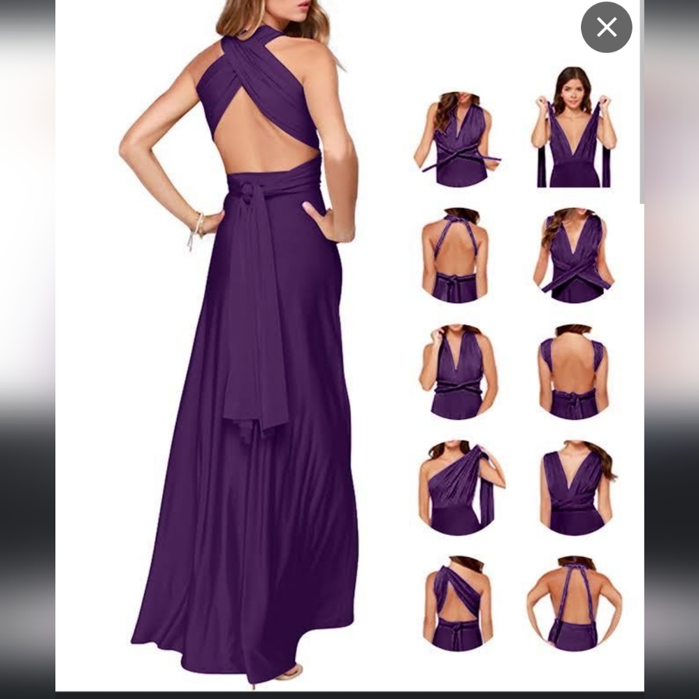 TART Collection Purple Infiniti Stretch Covertible Modal Maxi Dress, Sz M